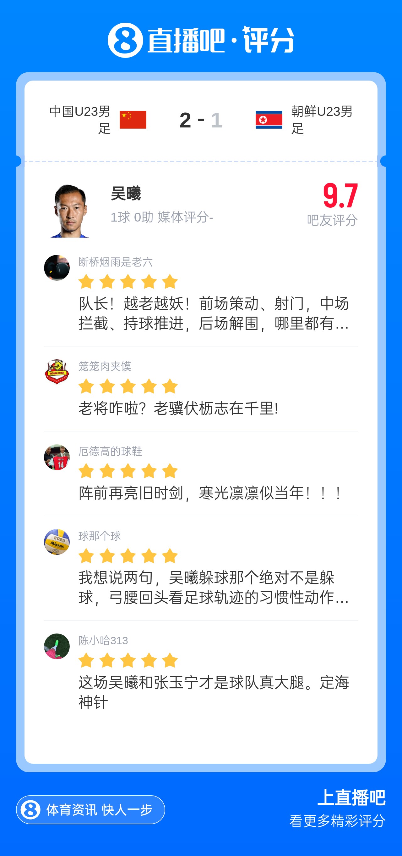 牛！3名超龄球员：37岁吴曦、张玉宁互相传射，朱辰杰踢满全场